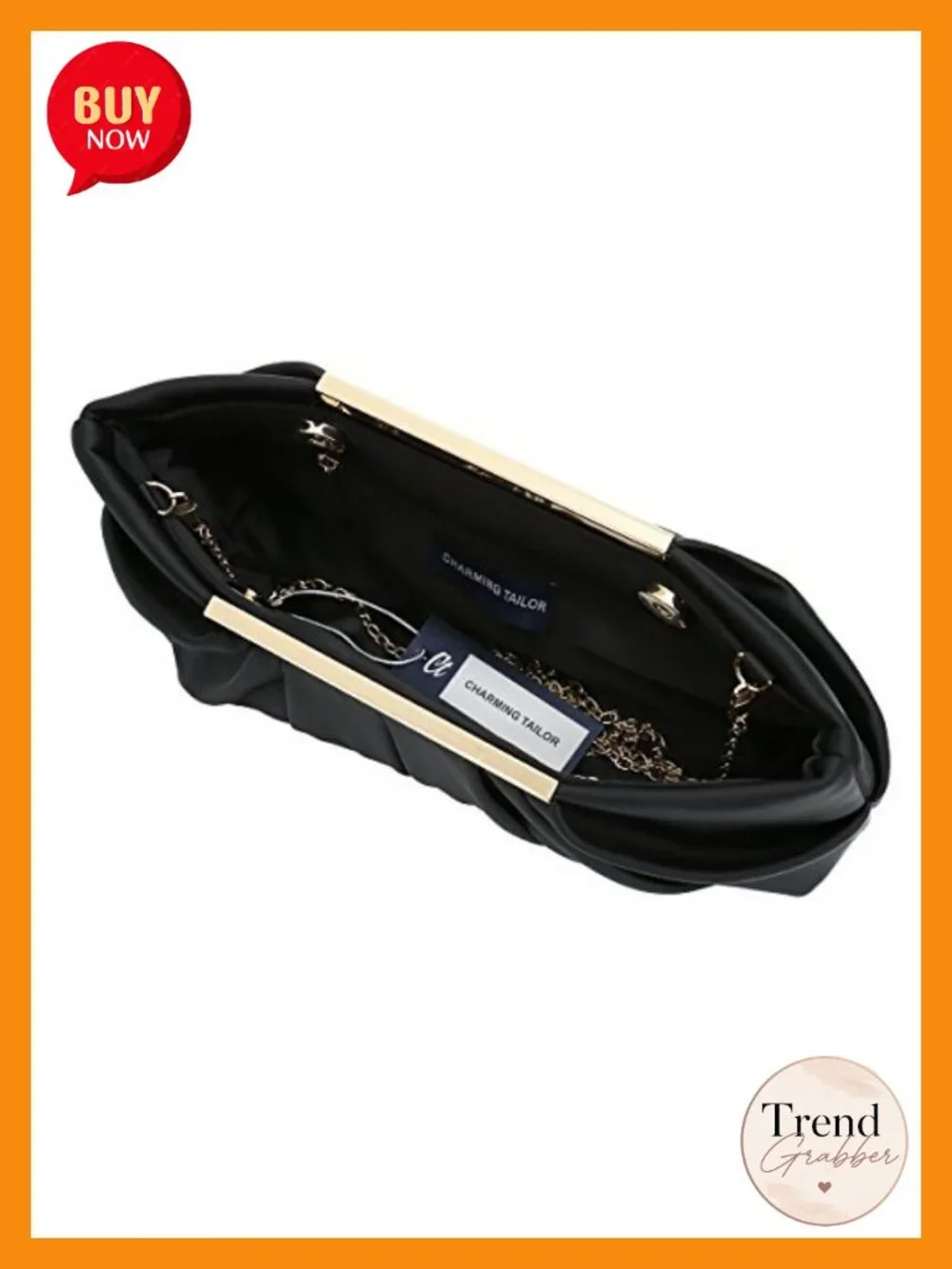 Pleated Satin Clutch Evening Bag with Detachable Chain Handbag